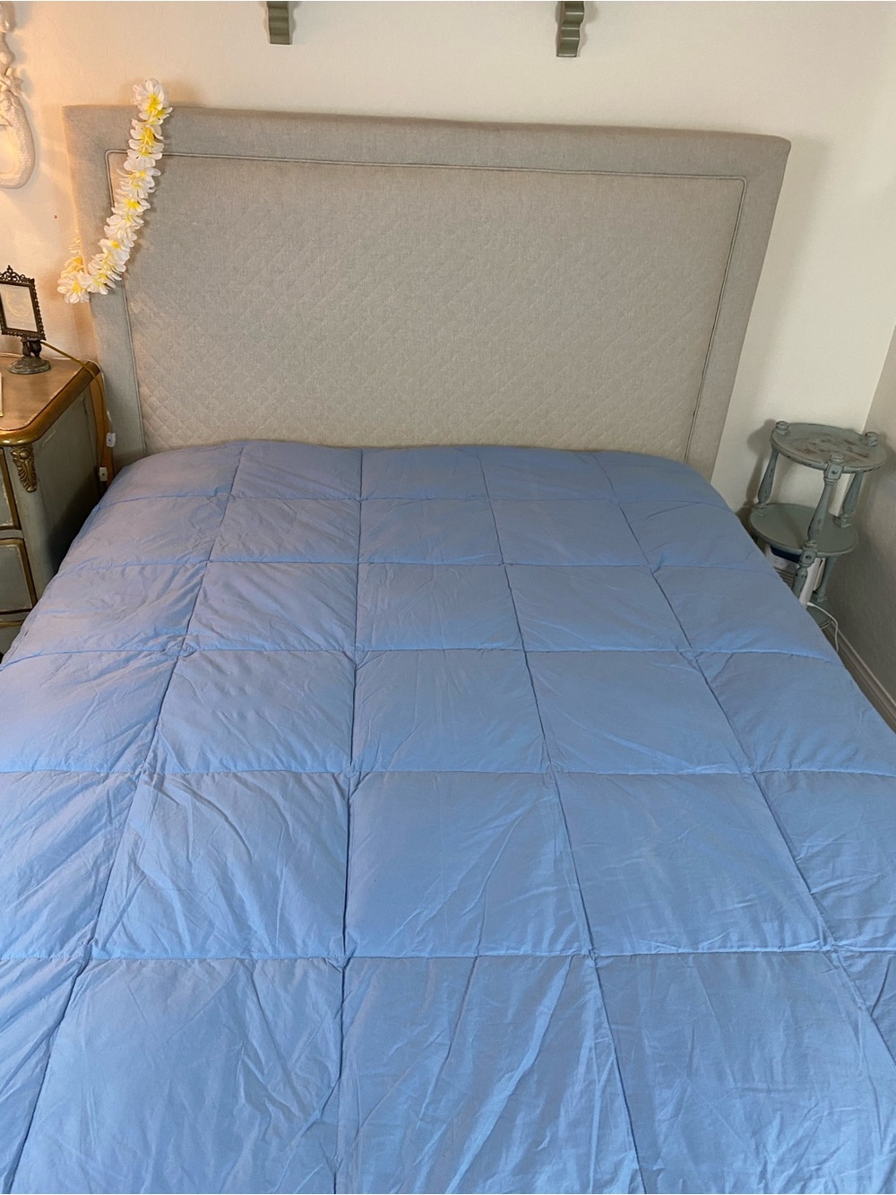 The Company Store Light Blue Box-Stitch Comforter Down Alternative - Picture 3 of 9